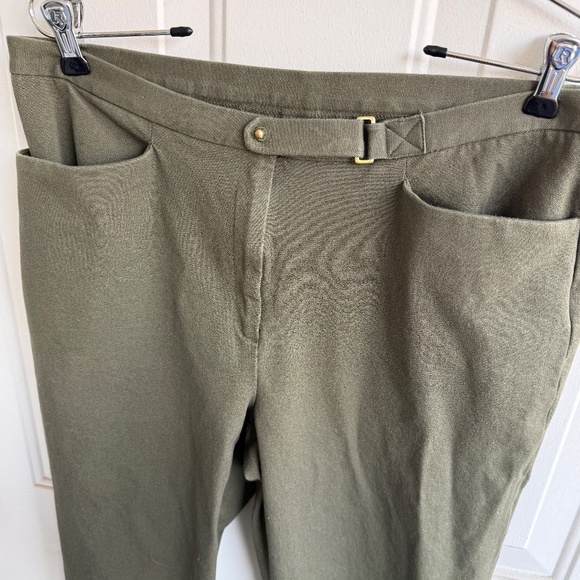 Lauren Ralph Lauren | Olive Casual Zipper Pants | Size 14 | Cotton/Spandex - Picture 2 of 8